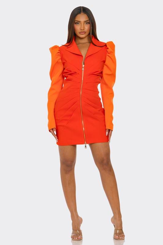 Two-Tone Orange Zip-Up Dress - Shop Style & More | Fresh Looks, Everyday Deals & Free Shipping
