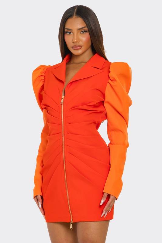 Two-Tone Orange Zip-Up Dress - Shop Style & More | Fresh Looks, Everyday Deals & Free Shipping