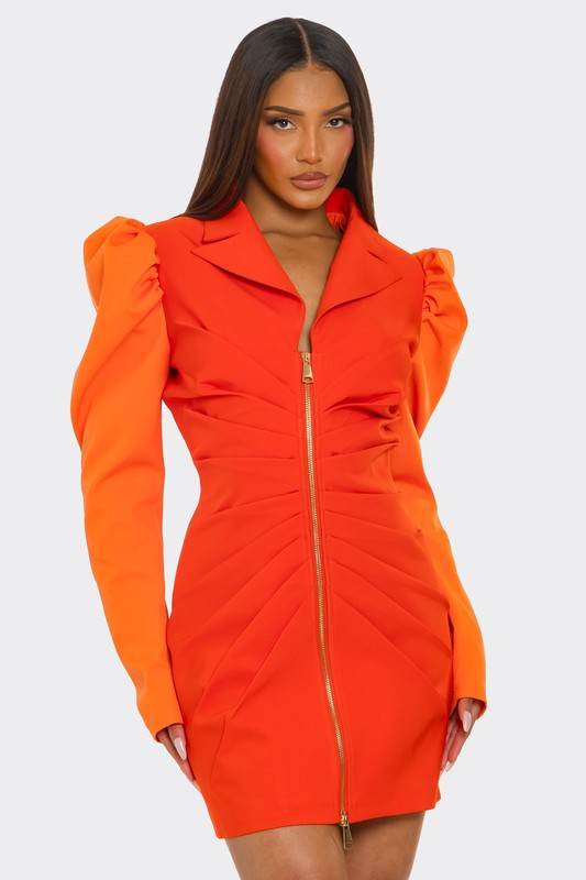 Two-Tone Orange Zip-Up Dress - Shop Style & More | Fresh Looks, Everyday Deals & Free Shipping