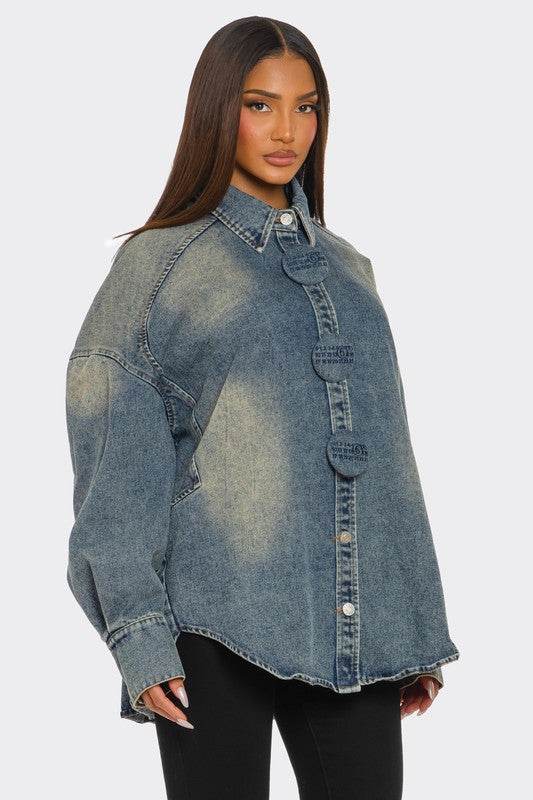 Oversized Denim Button-Up Shirt - Shop Style & More | Fresh Looks, Everyday Deals & Free Shipping