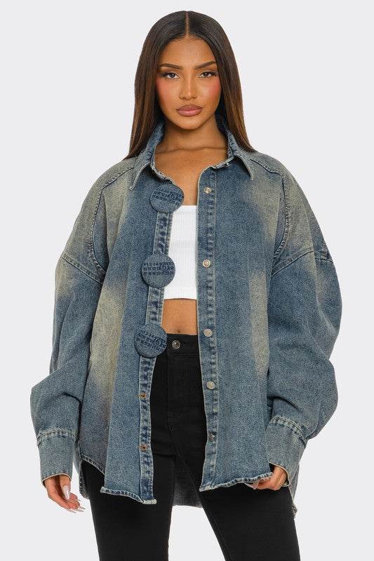 Oversized Denim Button-Up Shirt - Shop Style & More | Fresh Looks, Everyday Deals & Free Shipping