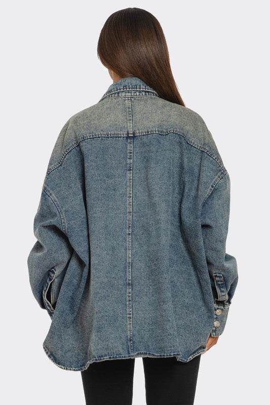 Oversized Denim Button-Up Shirt - Shop Style & More | Fresh Looks, Everyday Deals & Free Shipping