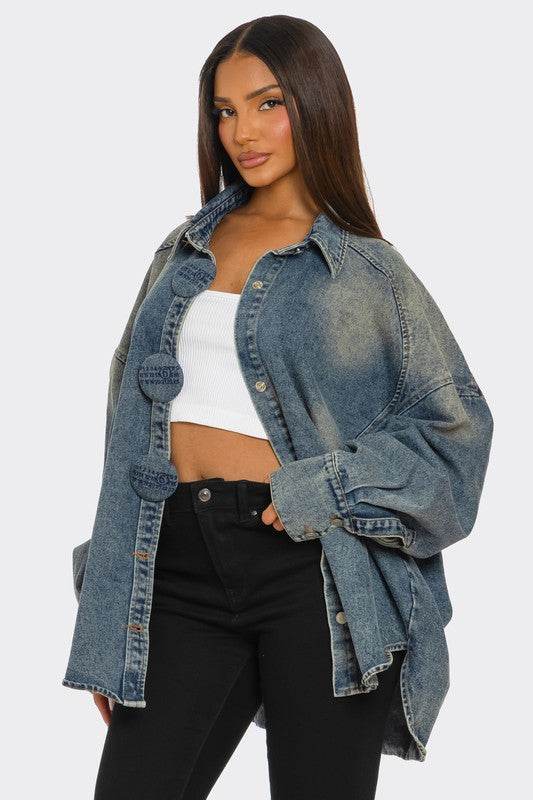 Oversized Denim Button-Up Shirt - Shop Style & More | Fresh Looks, Everyday Deals & Free Shipping