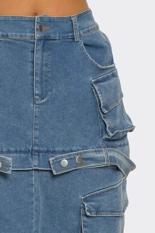 Utility Denim Maxi Skirt - Shop Style & More | Fresh Looks, Everyday Deals & Free Shipping