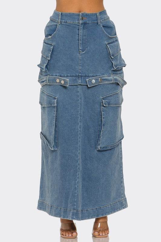 Utility Denim Maxi Skirt - Shop Style & More | Fresh Looks, Everyday Deals & Free Shipping