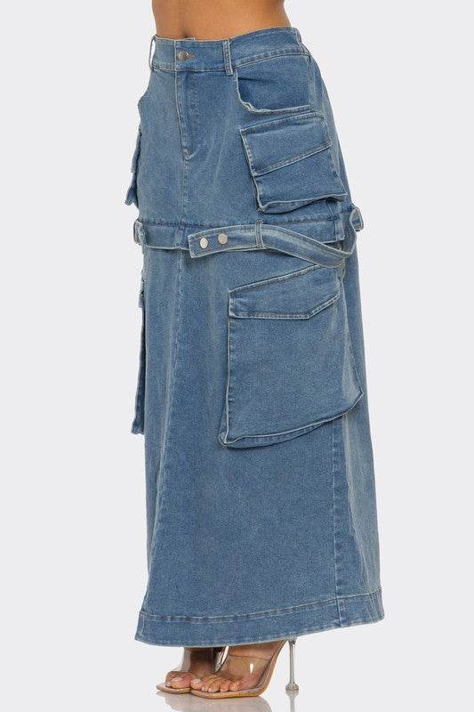Utility Denim Maxi Skirt - Shop Style & More | Fresh Looks, Everyday Deals & Free Shipping