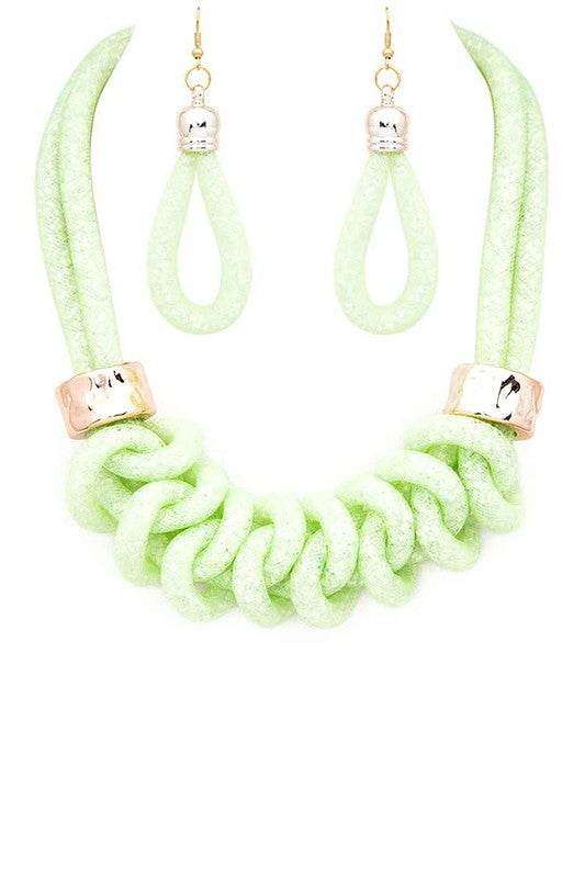 Crystal Mesh Tubing Statement Necklace Set - Shop Style & More | Fresh Looks, Everyday Deals & Free Shipping