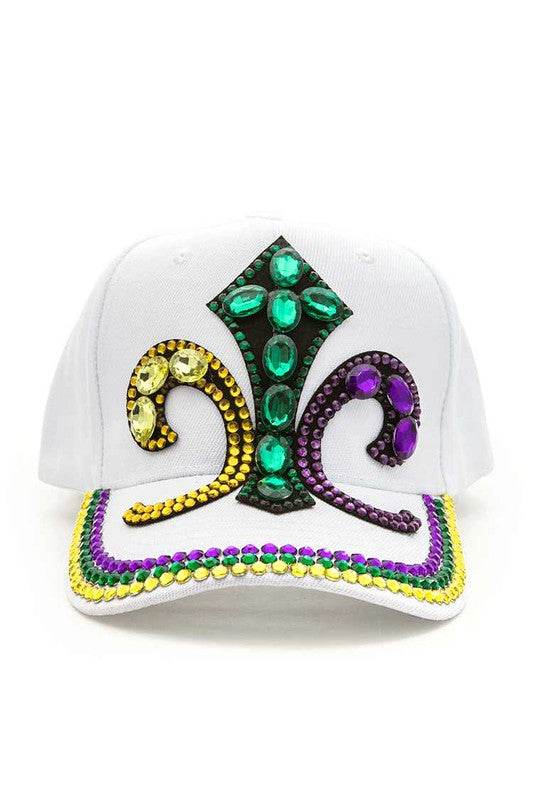 Mardi Gras Fleur De Lis Stone Embellished Cap - Shop Style & More | Fresh Looks, Everyday Deals & Free Shipping