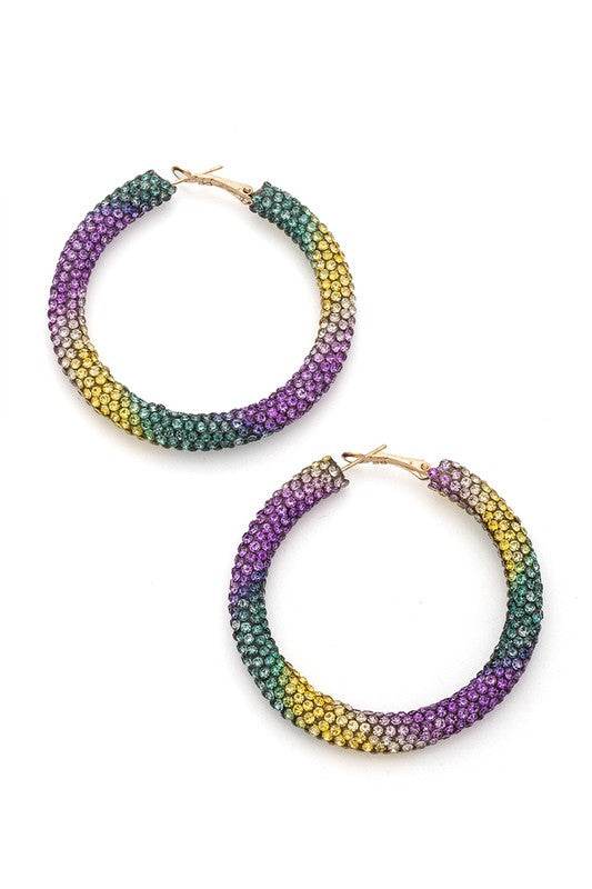 Mardi Gras Crystal Fashion Hoop Earrings - Shop Style & More | Fresh Looks, Everyday Deals & Free Shipping