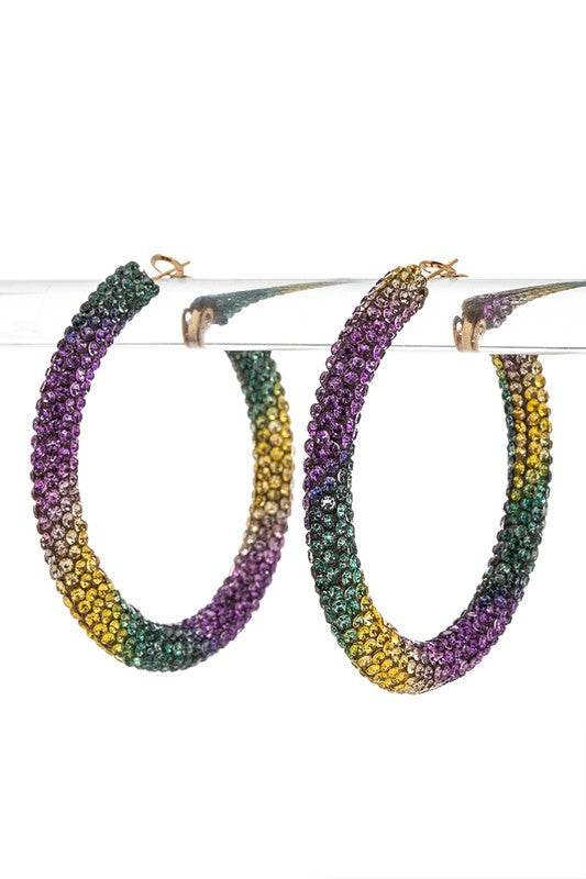 Mardi Gras Crystal Fashion Hoop Earrings - Shop Style & More | Fresh Looks, Everyday Deals & Free Shipping