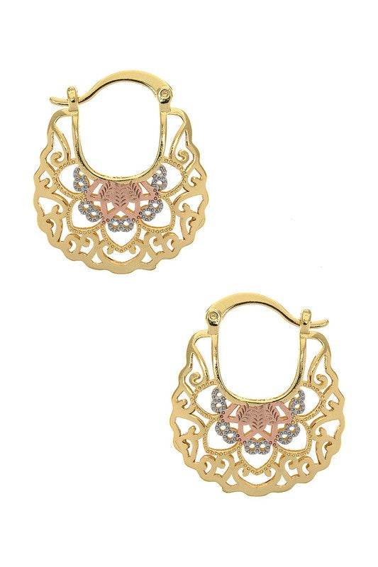 3 Tone Laser Cut Iconic Hoop Earrings - Shop Style & More | Fresh Looks, Everyday Deals & Free Shipping