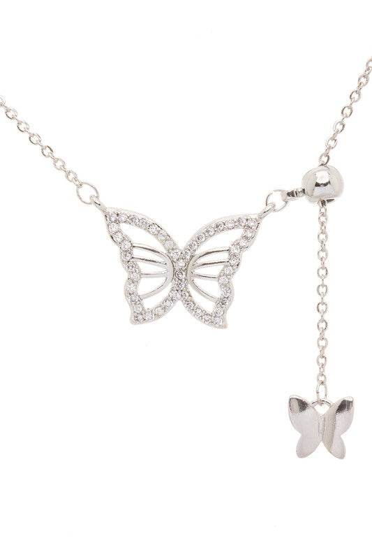 Double Butterfly Charm CZ Pendant Necklace - Shop Style & More | Fresh Looks, Everyday Deals & Free Shipping