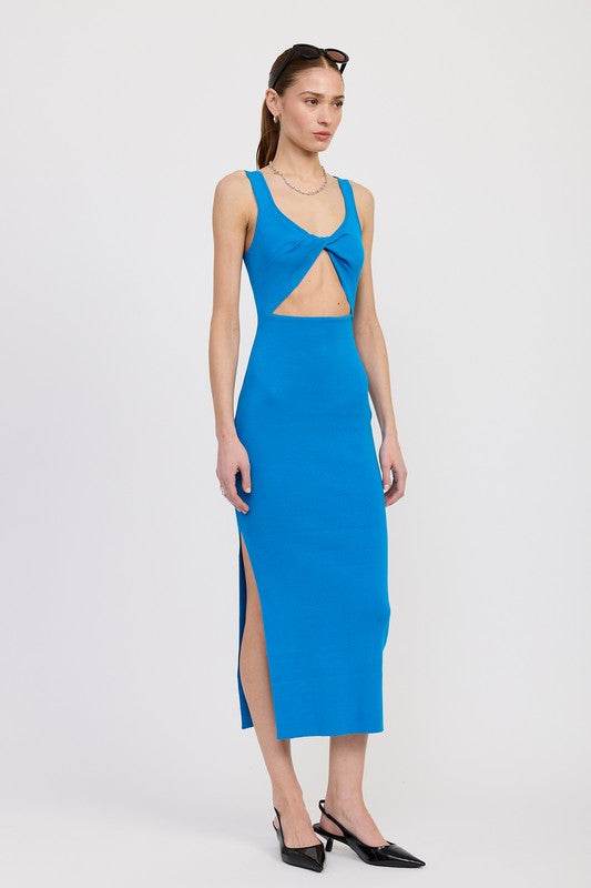 FRONT KNOT MIDI DRESS WITH CUTOUT - Shop Style & More | Fresh Looks, Everyday Deals & Free Shipping