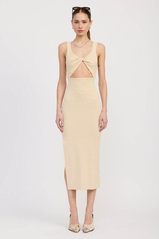 FRONT KNOT MIDI DRESS WITH CUTOUT - Shop Style & More | Fresh Looks, Everyday Deals & Free Shipping