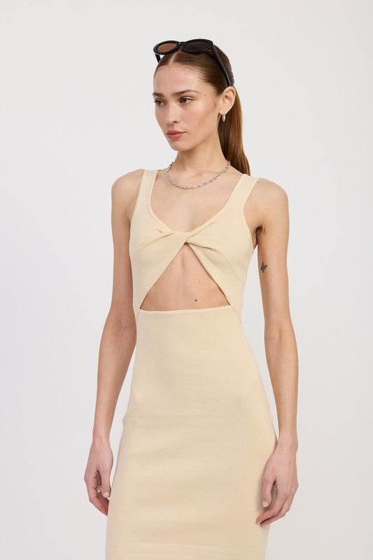FRONT KNOT MIDI DRESS WITH CUTOUT - Shop Style & More | Fresh Looks, Everyday Deals & Free Shipping