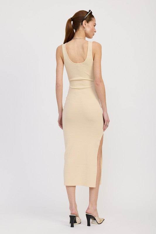 FRONT KNOT MIDI DRESS WITH CUTOUT - Shop Style & More | Fresh Looks, Everyday Deals & Free Shipping