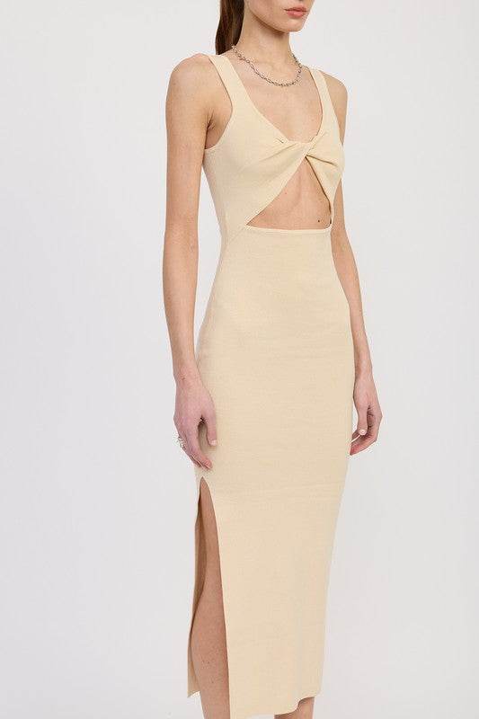 FRONT KNOT MIDI DRESS WITH CUTOUT - Shop Style & More | Fresh Looks, Everyday Deals & Free Shipping