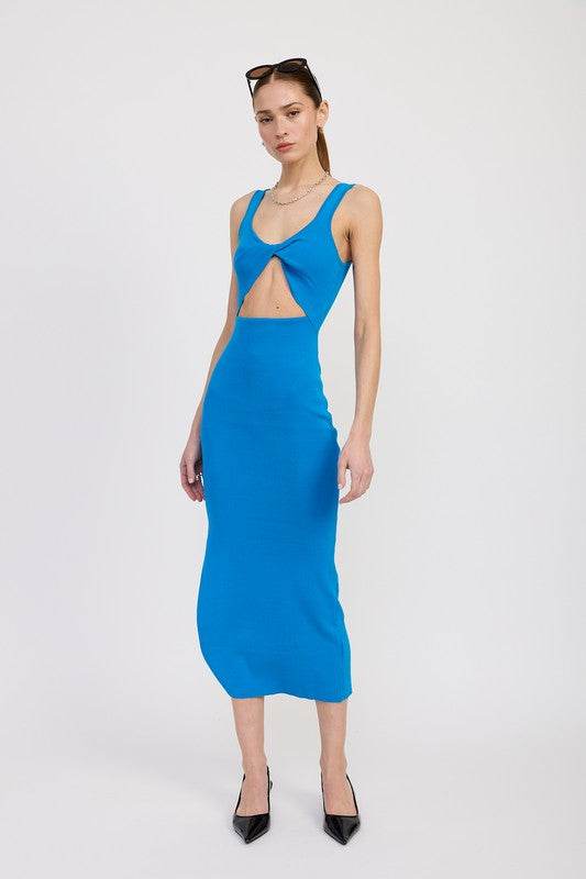 FRONT KNOT MIDI DRESS WITH CUTOUT - Shop Style & More | Fresh Looks, Everyday Deals & Free Shipping