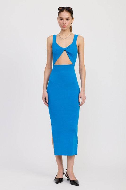 FRONT KNOT MIDI DRESS WITH CUTOUT - Shop Style & More | Fresh Looks, Everyday Deals & Free Shipping