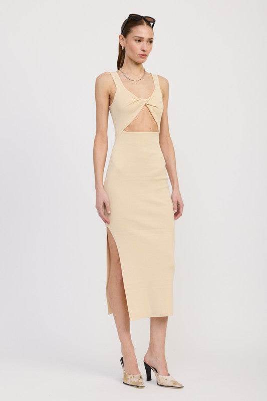 FRONT KNOT MIDI DRESS WITH CUTOUT - Shop Style & More | Fresh Looks, Everyday Deals & Free Shipping