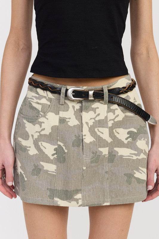 BELTED MINI CAMO SKIRT - Shop Style & More | Fresh Looks, Everyday Deals & Free Shipping
