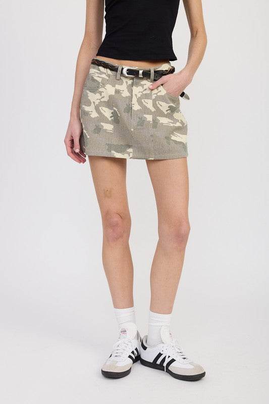 BELTED MINI CAMO SKIRT - Shop Style & More | Fresh Looks, Everyday Deals & Free Shipping