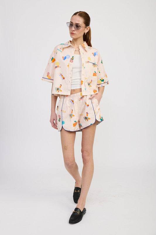 CROPPED OVERSIZE BUTTON UP TOP - Shop Style & More | Fresh Looks, Everyday Deals & Free Shipping