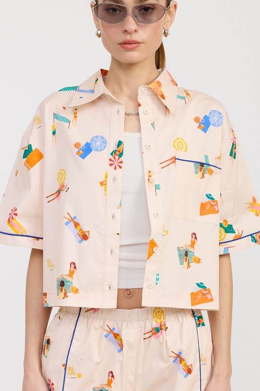 CROPPED OVERSIZE BUTTON UP TOP - Shop Style & More | Fresh Looks, Everyday Deals & Free Shipping