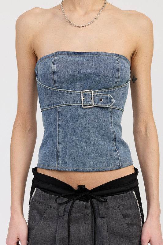 DENIM BUSTIER WITH BUCKLE - Shop Style & More | Fresh Looks, Everyday Deals & Free Shipping