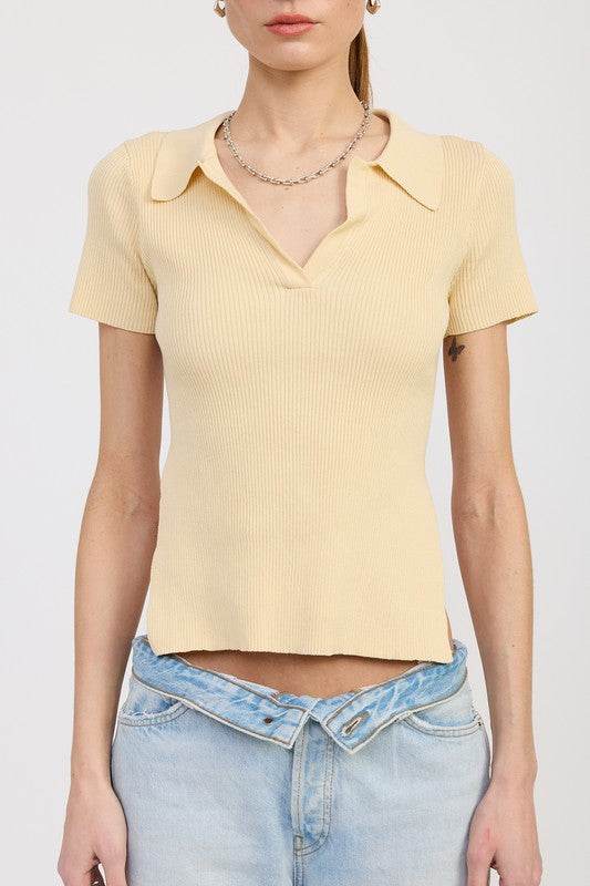 COLLARED SHORT SLEEVE TOP WITH OPEN BACK - Shop Style & More | Fresh Looks, Everyday Deals & Free Shipping