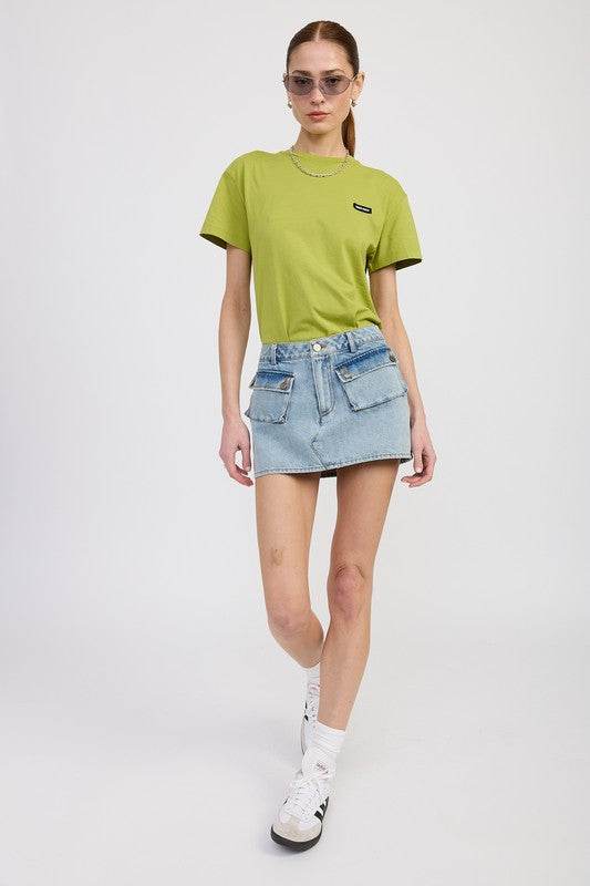 LOW WAIST DENIM MINI SKIRT WITH POCKETS - Shop Style & More | Fresh Looks, Everyday Deals & Free Shipping
