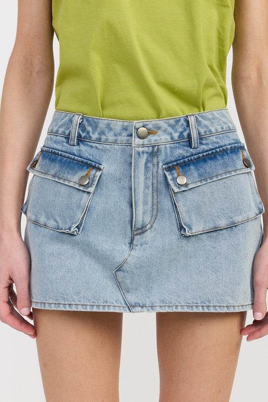 LOW WAIST DENIM MINI SKIRT WITH POCKETS - Shop Style & More | Fresh Looks, Everyday Deals & Free Shipping