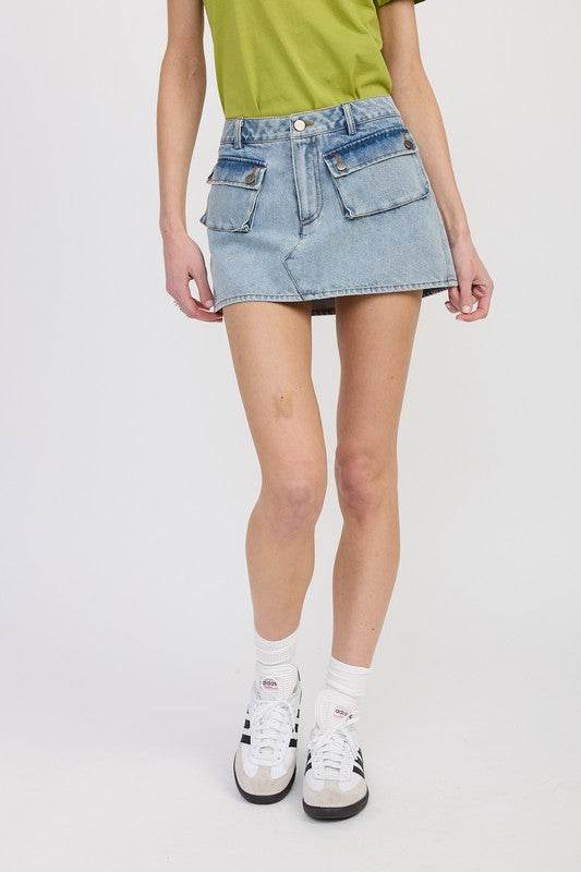 LOW WAIST DENIM MINI SKIRT WITH POCKETS - Shop Style & More | Fresh Looks, Everyday Deals & Free Shipping