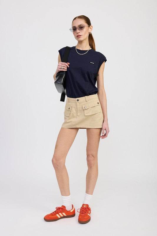 LOW WAIST DENIM MINI SKIRT WITH FRONT POCKETS - Shop Style & More | Fresh Looks, Everyday Deals & Free Shipping