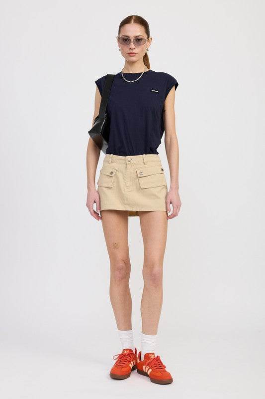 LOW WAIST DENIM MINI SKIRT WITH FRONT POCKETS - Shop Style & More | Fresh Looks, Everyday Deals & Free Shipping