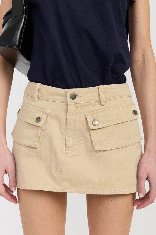 LOW WAIST DENIM MINI SKIRT WITH FRONT POCKETS - Shop Style & More | Fresh Looks, Everyday Deals & Free Shipping