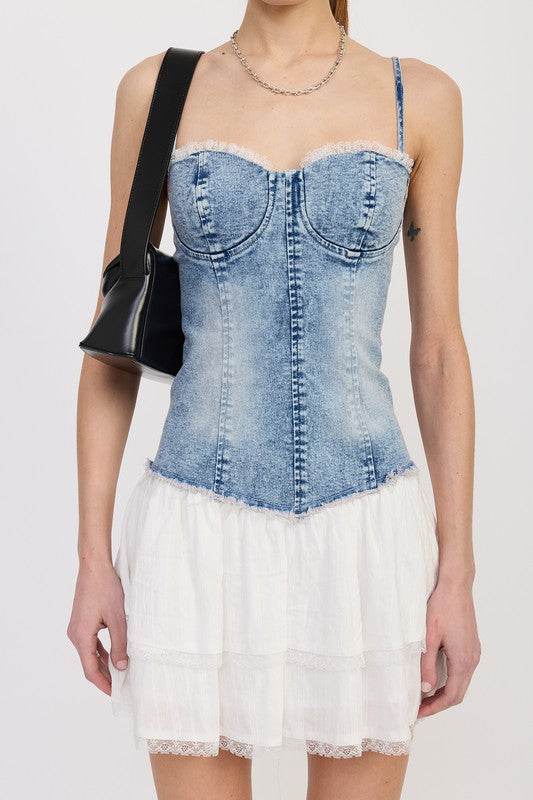 MINI CORSET DENIM DRESS - Shop Style & More | Fresh Looks, Everyday Deals & Free Shipping