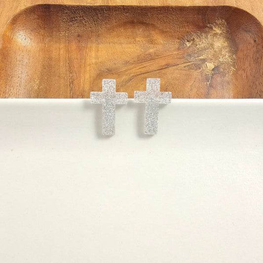 Cross Studs - Silver Glitter - Shop Style & More | Fresh Looks, Everyday Deals & Free Shipping