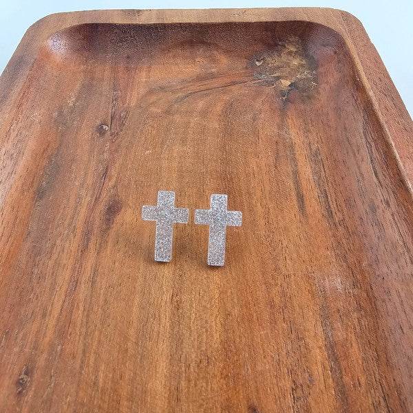 Cross Studs - Silver Glitter - Shop Style & More | Fresh Looks, Everyday Deals & Free Shipping