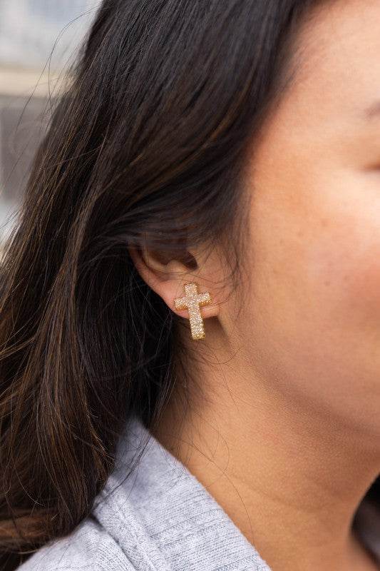 Cross Studs - Gold Glitter - Shop Style & More | Fresh Looks, Everyday Deals & Free Shipping