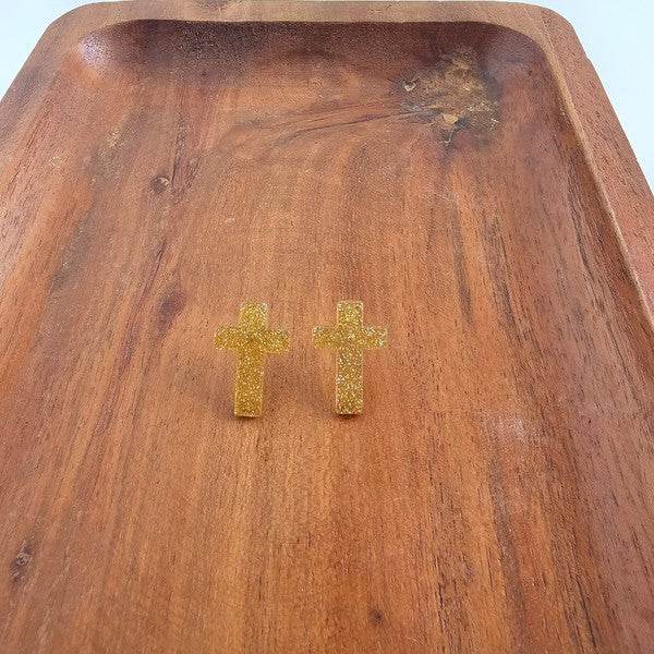 Cross Studs - Gold Glitter - Shop Style & More | Fresh Looks, Everyday Deals & Free Shipping