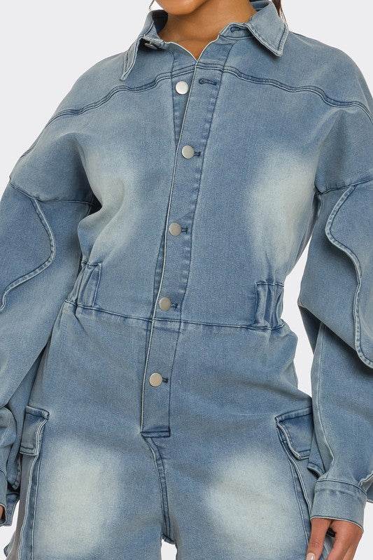Sculpted Edge Denim Romper - Shop Style & More | Fresh Looks, Everyday Deals & Free Shipping