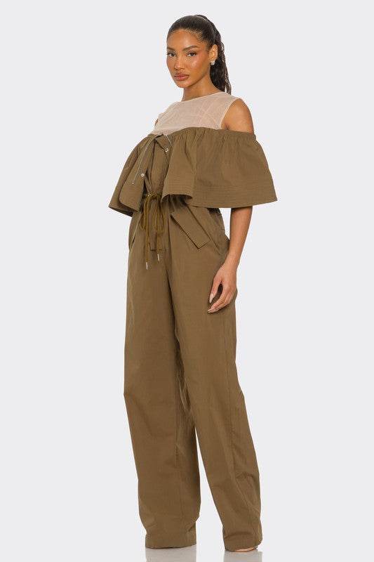 Dual Essence Off-Shoulder Utility Jumpsuit - Shop Style & More | Fresh Looks, Everyday Deals & Free Shipping