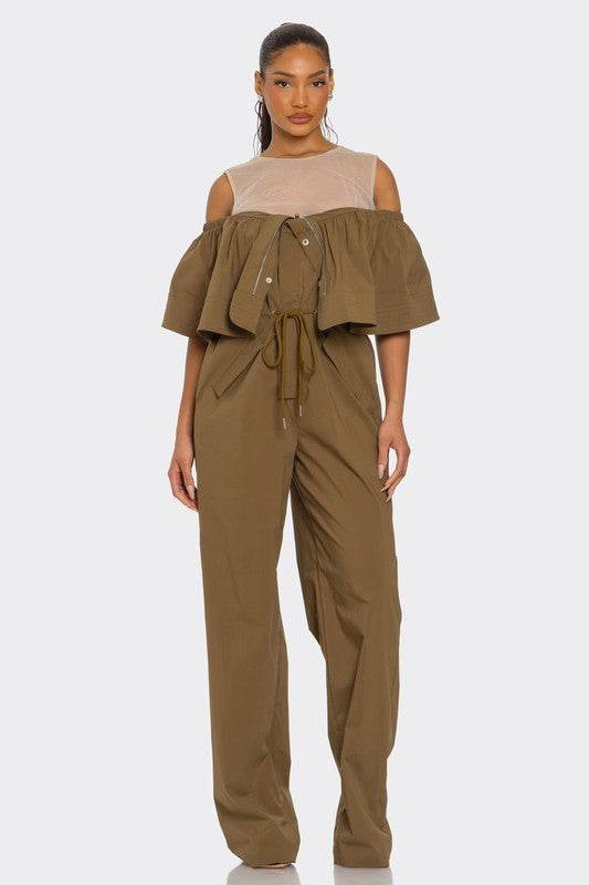 Dual Essence Off-Shoulder Utility Jumpsuit - Shop Style & More | Fresh Looks, Everyday Deals & Free Shipping