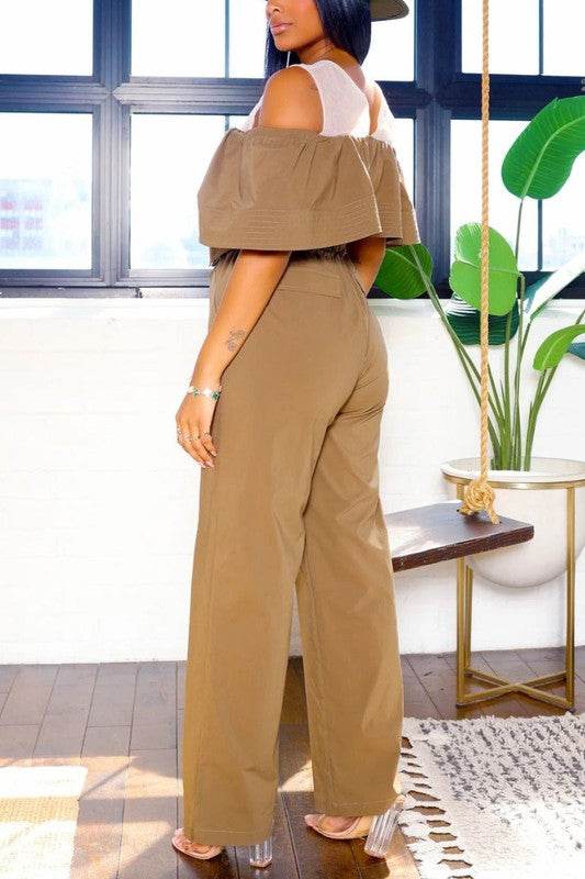 Dual Essence Off-Shoulder Utility Jumpsuit - Shop Style & More | Fresh Looks, Everyday Deals & Free Shipping