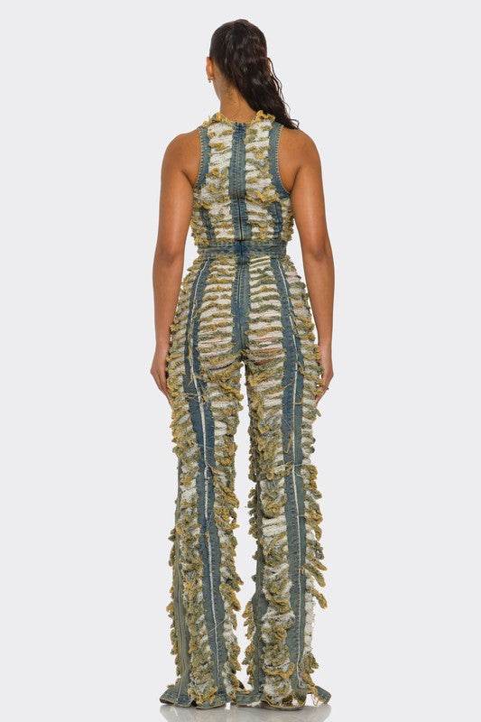 Raw Edge Frayed Denim Jumpsuit - Shop Style & More | Fresh Looks, Everyday Deals & Free Shipping