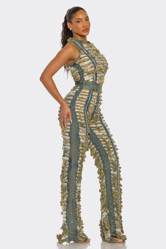 Raw Edge Frayed Denim Jumpsuit - Shop Style & More | Fresh Looks, Everyday Deals & Free Shipping