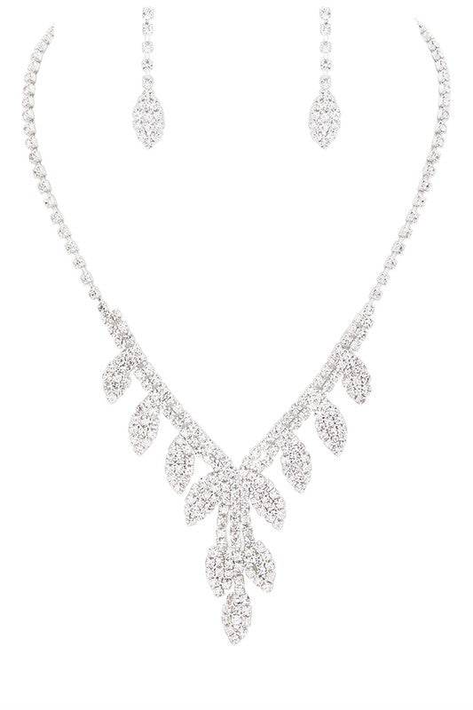 Rhinestone Leaf Drop Necklace Set - Shop Style & More | Fresh Looks, Everyday Deals & Free Shipping