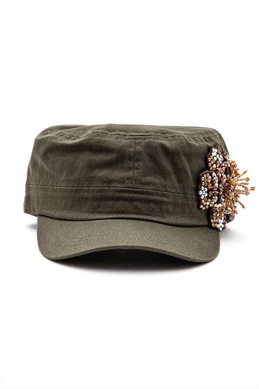 Beaded 3D Flower Statement Cadet Cap - Shop Style & More | Fresh Looks, Everyday Deals & Free Shipping