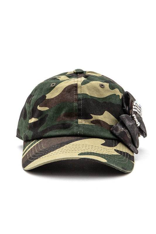 Crystal Chiffon Bow Tie Iconic Camo Cotton Cap - Shop Style & More | Fresh Looks, Everyday Deals & Free Shipping